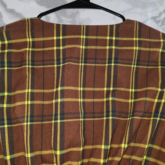 Hours Vintage Style Y2K Cropped Plaid Zip-Up V Neck Jacket Women's Size XS - Picture 8 of 13